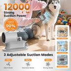 AIRROBO Dog Grooming Vacuum and Kit with Clipper Nail Trimmer Grinder, 12000Pa Pet Vacuum for Shedding Grooming, 2L Large Capacity Dog Hair Vacuum with 7 Pet Grooming Tools, PG100 Plus