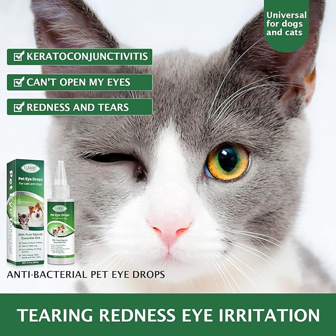 Dog Eye Drops, Eye Drops for Dogs and Cats, Dog Eye Infection Treatment to Soothe Infection Allergy, Relieve Dry Eyes Pink Eyes, Pet Tear Stain Cleaner, Dog and Cat Eye Wash, 2.02 fl.oz