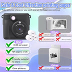 Kids Camera Instant Print, Christmas Birthday Gifts for Kids Age 3-12, Selfie Digital Camera with 1080P Videos,Toddler Portable Travel Cameras Toy for 4 5 6 7 8 9 Year Old Boys Black
