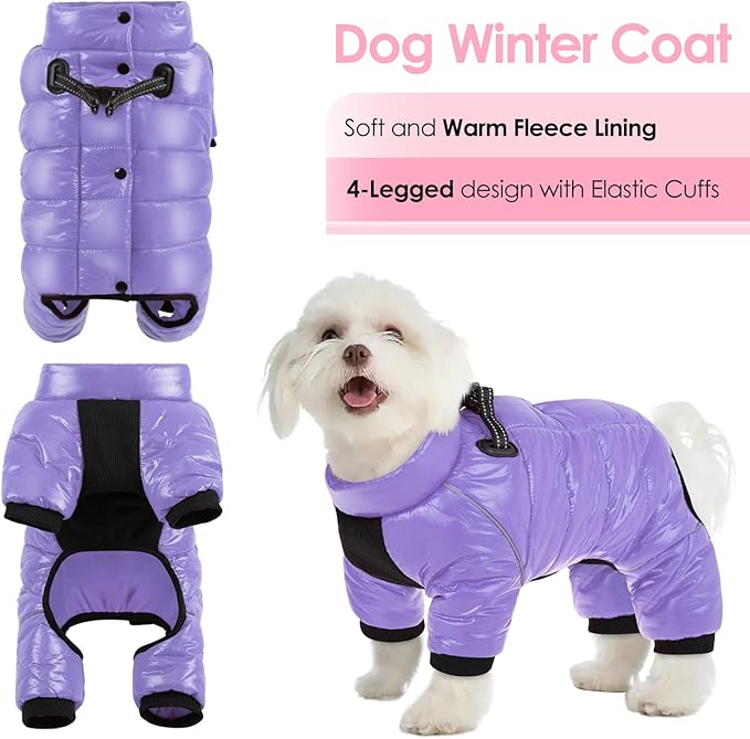 AOFITEE Dog Coat, Waterproof Dog Jacket for Winter, Warm Fullbody Dogs Snowsuit, Winter Coat for Small Dogs, Zip Up Pet Puffer Jacket Fleece Vest, Outdoor Reflective Cold Weather Pet Coats, Medium
