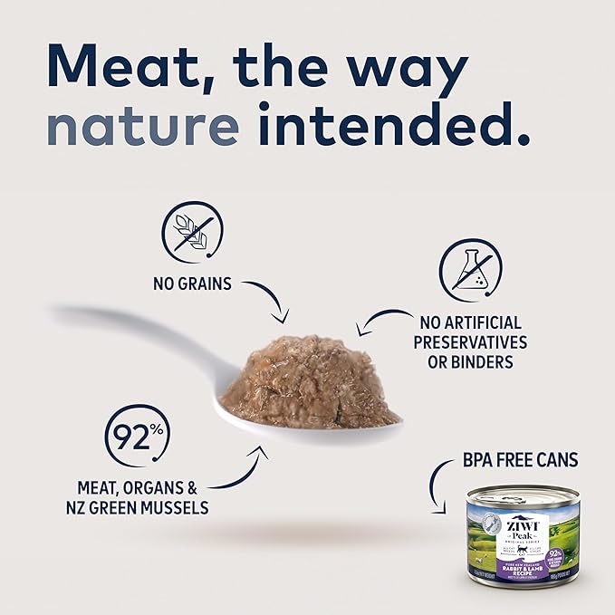 ZIWI Peak Wet Cat Food – All Natural, High Protein, Grain Free, Limited Ingredient, with Superfoods (Rabbit & Lamb, Case of 24, 3oz Cans)