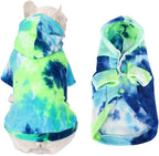 Dog Hoodie Tie Dye Dog Sweatshirt Chic Winter Clothes Ultra-Soft Warm Sweaters for Small Medium Dogs Fashion Pet Clothes for Dogs (Blue/Yellow/Green, X-Large)
