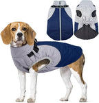 Dog Coat Waterproof,Warm Dog Winter Jacket with Harness Built in Windproof Snow Jakcet with Fleece Lining Reflective Thermal Cold Weather Coats for Large Dogs,Windproof Pet Snowsuit,Blue,L