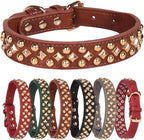 Spiked Dog Collar Soft Pu Leather Mushrooms Rivet Spike Studded Puppy Adjustable Pet Collars for Small Breeds (M, Red3)