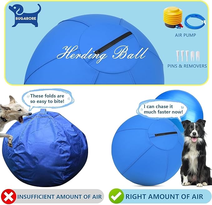 Herding Ball for Dogs- 18" Dog Herding Ball for Dogs/Horse, Dog Agility Equipment for Australian/German Shepherd Collie, Toys for Christmas/Birthday Gifts, Blue