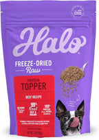 Halo Freeze Dried Raw Dog Food Topper, Beef Recipe, 100% Protein Source, For Natural Energy, Real Meat Topper, 3.5 Oz Pouch