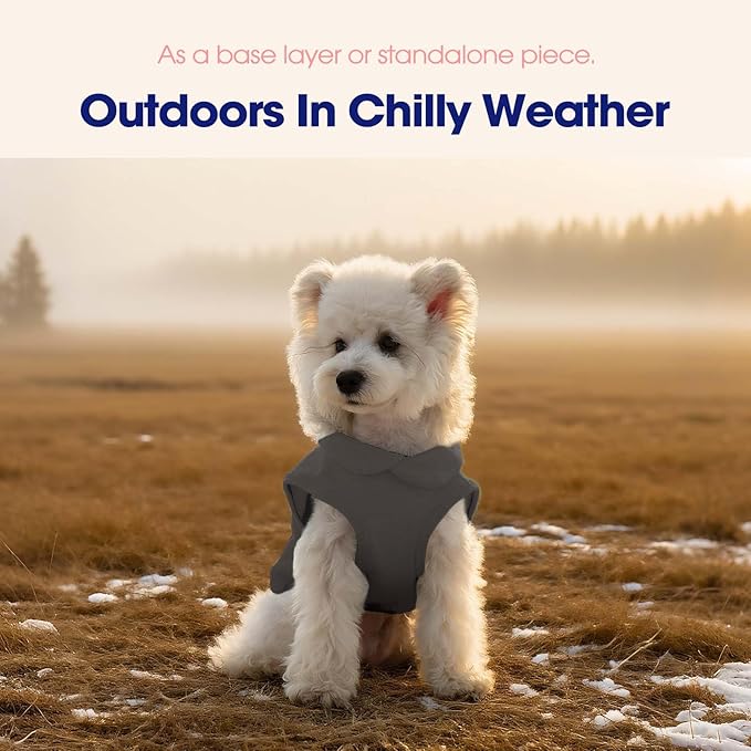 FUAMEY Dog Fleece Vest for Large Dogs,Warm Stretchy Dog Sweatshirts Pullover with Leash Hole Dogs Sweater Soft Pet Turtleneck Cozy Pet Vest Lightweight Sleeveless Grey L
