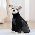 Fleece Dog Coat for Small Medium Dog,Pullover Pajamas Jumpsuit Bodysuit Puppy Coats with Legs, Pet Windproof Warm Cold Weather Jacket Full Body Vest Cozy Snowsuit Outfit Clothes (Black, L)