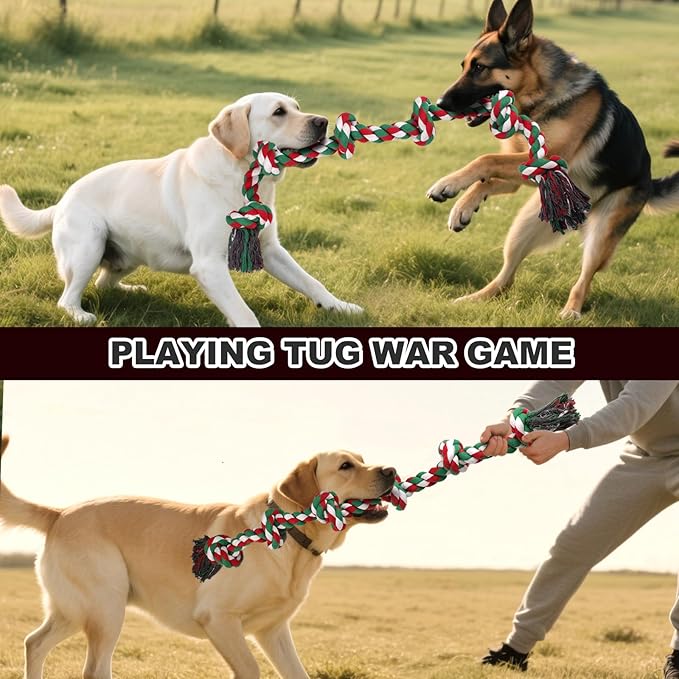 Rope Toys for Dogs Aggressive Chewers, Tug Toys for Large Dogs 40In 6 Knots Dog Tug of War Rope with Ball, Indestructible Giant Dog Toys Bulk Chew Toys for Teething Pet Playing Training