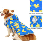 Dog Raincoat for Medium Dogs Waterproof Hooded Rain Jacket with Reflective Strips Leash Hole & Poncho Adjustable Fit (ShinyDuck,L)