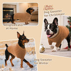 SAWMONG Dog Sweater, Dog Sweaters for Small Dogs Girls Boys, Pullover Turtleneck Knitted Doggy Sweatshirt, Cold Weather Pet Clothes（Khaki, X-Small