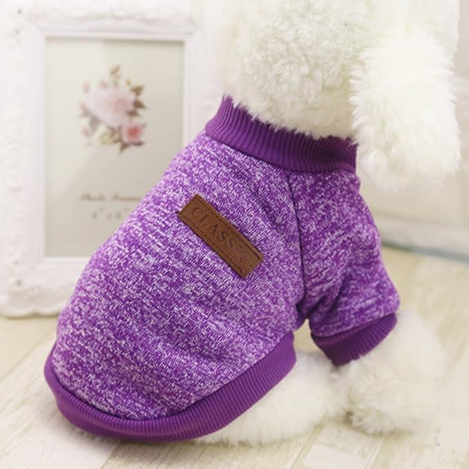 Idepet Pet Dog Classic Knitwear Sweater,Fleece Coat for Small,Medium,Large Dog,Warm Pet Dog Cat Clothes,Soft Puppy Customes 2 Color (XS, Purple)