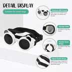 Dog Sunglasses for Small Breed, Small Dog Goggles for Puppy Cats, Goggles Eye Protection Windproof Dustproof Anti-UV with Adjustable Straps Pet Glasses Outdoor, Black-White