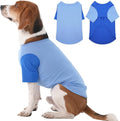 2 Pack Large Dog Shirts for Summer - Stretchy Breathable Cotton Dogs T-Shirt, Protect Skin Easy On and Off Dogs Clothes for French Bulldog, Pug, Daily Wear, Park, Travel, Beach Trips, Blue