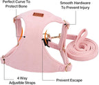 No Pull Dog Harness- Lightweight, Soft, Adjustable Small Harness Collar and Leash Set, Suitable for Cats Puppy Small and Medium-Sized Dog Outdoor Training and Running (Pink, S)