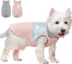 EMUST Small Dog Coat, Reversible Winter Jacket Coats for Small Dogs, Fuzzy Pet Apparel Vest for Small Medium Dogs, Pink, S