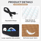 JOEJOY Elevated Dog Car Seat for Small/Medium Dogs up to 35 lbs, Memory Foam Pet Booster Seat with Detachable Washable Cover, Portable Travel-Safe Bed for Cars with Safety Belts and Storage Pockets