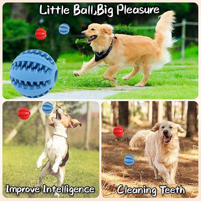 Dog Treat Toy Ball, Dog Tooth Cleaning Toy, Interactive Dog Toys 2.8" Pack of 2