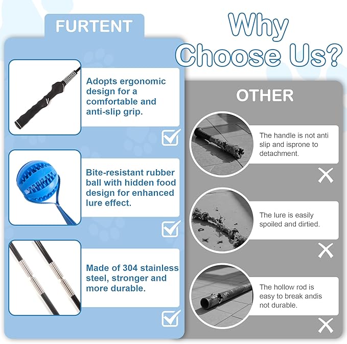 Flirt Pole for Dogs Interactive Dog Pole Toy for Large Medium Small Dogs, Dog Teaser Pole for Tug of War, Flirt Pole with Lure Ball (Standard&Extended Pole+Tensile Rope)