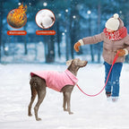 Fleece Dog Coat Winter Pet Jacket Reflective for Cold Weather for Large Medium Small Dogs(Pink,L)