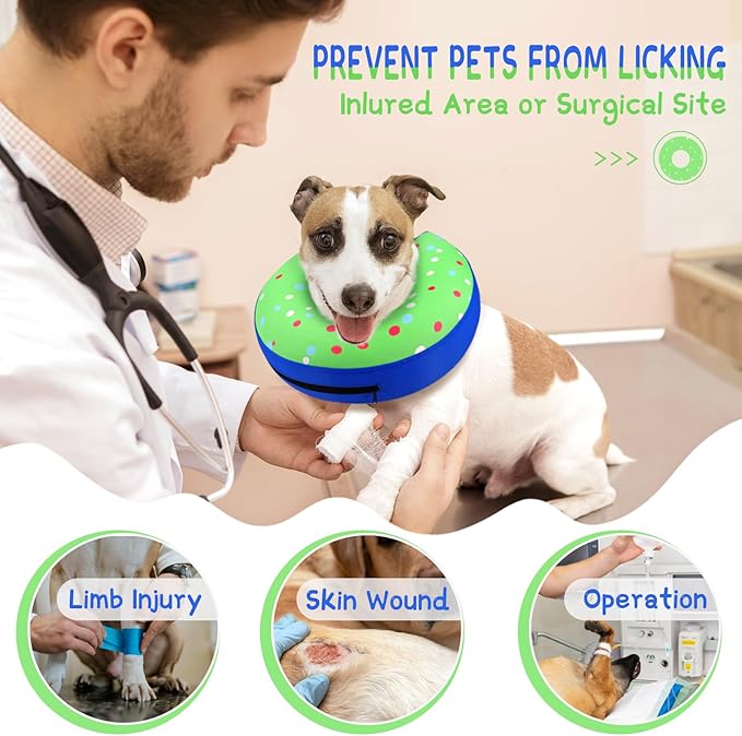 Supet Inflatable Dog Cone Collar Alternative After Surgery, Dog Neck Donut Collar Recovery E Collar for Neuter, Soft Pet Cone for Small Medium Large Dogs