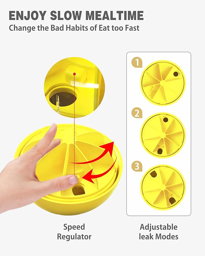Interactive Dog Treat Toy, Mental Stimulation and Enrichment, Yellow