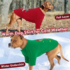2 Pack Dog Shirt Christmas - Long Sleeve Soft Comfortable Tee, Fall Winter Cozy Undershirt for Sensitive Skin,Cold Weather Layer Under Coats Indoor Lounging, Outdoor Walking, Park Play