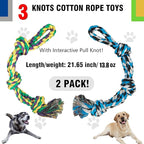 2 Pack Dog Rope Toy for Large Breed Aggressive Chewers, Nearly Indestructible Chew Rope Tug of War Toy, Interactive Toy for Boredom, Teeth Cleaning (390g/each, 55cm)