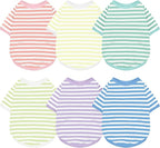 Geyoga 6 Pieces Dog Striped T-Shirt Cotton Breathable Pet Apparel Colorful Puppy Sweatshirt Clothes for Small to Medium Dogs Puppy(Gentle Color,M)