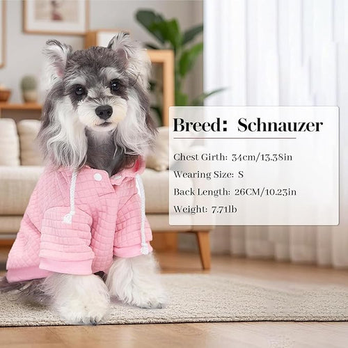 2 Pack Dog Hoodie Sweaters for Small Medium Dogs Warm Dog Clothes for Large Dogs Soft Waffle-Like Laminated Sweatshirt Bulldog (Pink, S/M (Back: 13",Chest: 18.5", Neck: 12"))