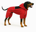 LOVELONGLONG Waterproof Dog Raincoat with Removable Hood – Outdoor Full Body Dog Jacket, Windproof Snowproof Shell Suit – All Season Pet Rain Gear Red L