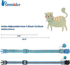 BANMODER 2 Pack Reflective Cat Collar Breakaway with Bell,Personalized Kitten Collars,Adjustable Safety Buckle Collar for Male Cats Girls & Boys (Sky Blue)