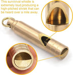 Brass Survival Whistle, 125 dB Loud Emergency Whistle with Lanyard for Hiking, Camping, Pet Training, and Coaching