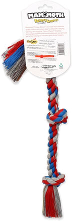 Mammoth Flossy Chews Color 3 Knot Rope Tug – Premium Cotton-Poly Rope Tug Toy for Dogs – Interactive Rope Dog Toy 20" - 2 Pack Assorted Colors
