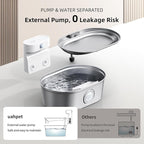 uahpet Wireless Cat Water Fountain Stainless Steel Pro, External Pump Battery Operated Pet Waterer, Dog Drinking Dispenser with Water Level Window, 67oz/2L