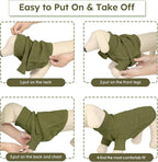 Queenmore Small Dog Pullover Sweater, Cold Weather Cable Knitwear, Classic Turtleneck Thick Warm Clothes for Chihuahua, Bulldog, Dachshund, Pugl,OliveGreen,L