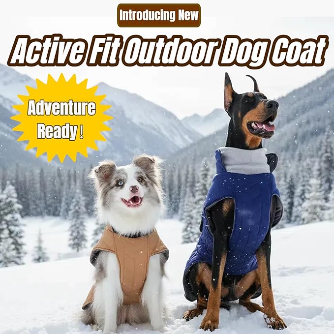 Upgraded Classic Quilted High-Loft Dog Winter Coat, Waterproof Outdoor Coats for Small Dogs, Lightweight & Thick Puppy Jacket with Leash Hole, 2-Layer Pet Vest Jackets for Dachshund Boston(Khaki, S)