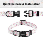 Ihoming Dog Collar and Leash Set for Daily Outdoor Walking Running Training, Floral Sky Design for Large Boys Girls Dogs Cats Pets, L-Up to 80LBS