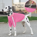 Queenmore Fleece Dog Sweater for Girl Dogs, Pullover Pink Dog Sweatshirt Sweatshirt with Leash Hole, Reflective Stripes – Cozy Winter Fleece Jacket for Small/Medium/Large Femal Puppy M