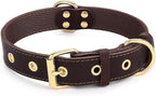 Leather Dog Collar, Dog Collar with Adjustable Sturdy Metal Buckle,Heavy Duty Dog Collar for Walking, Hiking, Training, Hunting (Brown,S:15.2"-19.2" Neck)