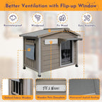 Outdoor Dog House Weatherproof Large Wooden Dog Kennel Indoor for Small Dogs with Chew-Proof Frame, Oxford Fabric Window, Removable Floor Pet Shelter (Grey, 30.1" D x 18.3" W x 24" H)