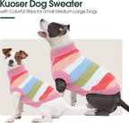 Kuoser Dog Sweater, XL Dog Sweaters for Large Dogs Pet Cable Knitted Pullover Warm Clothes, Turtleneck Classic Knitwear Soft Thick Puppy Xmas Holiday Outfit Cold Weather Thermal Wear, Pink XL
