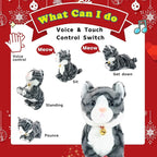 Plush Stuffed Animal Interactive Cat Robot Toy, LED Robotic Cat Barking Meow Kitten Touch Control, Electronic Pet, RobotKitty Toys, Animated Toy Cats for Girls Baby Kids