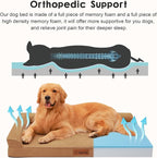 Orthopedic Dog Beds Large Sized Dog, Memory Foam Pet Bed for Medium and Large Dogs, Removable and Washable Microsuede Cover, TPU Waterproof Liner, Nonskid Bottom, 41x27x6 Inches, Khaki