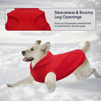 IECOii Dog Hoodie,Polar Fleece Dog Sweatshirt Fall Dogs Sweater with Hood,Warm Sweaters for Medium Dogs Boy Girl,Sleeveless Pet Hoodie Medium Size Winter Clothes for Pug,Jack Russell,Red,M