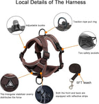 SOLMOONY Small Dog Harness,Soft Mesh Puppy Harness and Leash Set,No Escape Cat Harnesses for Training Walking,Reflective Adjustable Puppy Vest for Small Medium Dogs, Cats (Brown, S)