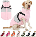 AOFITEE Dog Coat Warm Dog Winter Coat, Waterproof Dogs Jacket with Harness, Dogs Snow Jacket Snowsuit with Zipper & Furry Collar, Reflective Windproof Pet Sweater for Cold Weather, French Bulldog, L
