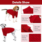 Queenmore Knitted XS Dog Sweater,Turtleneck Pullover Small Dog Sweater,Soft DogSweaters for Small Dogs Male Female, Pet Sweaters for Dogs,Thick Warm Pet Clothes for Teacup,Chihuahua(Red,XS)
