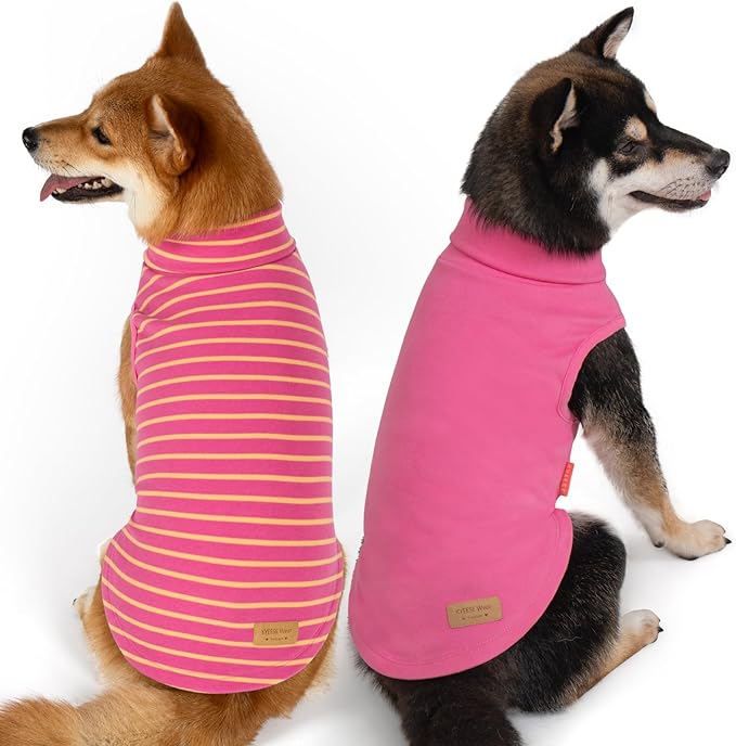 KYEESE 2Pack Dog Sweater Turtleneck Pets Coats Warm Stretchy Pet Sweatshirt Pullover Small Pet Sweaters Soft Dogs Clothes Dog Sweaters for Small Dogs Girl
