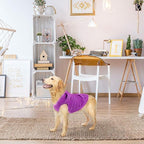 EXPAWLORER Dog Hoodie Fleece Sweater Vest, Hooded Dog Sweatshirt Fall Winter Pet Clothes with Leash Hole, Sleeveless Warm Cozy Puppy Clothing for Cat Small Medium Large Dogs Girl Boy, Purple L